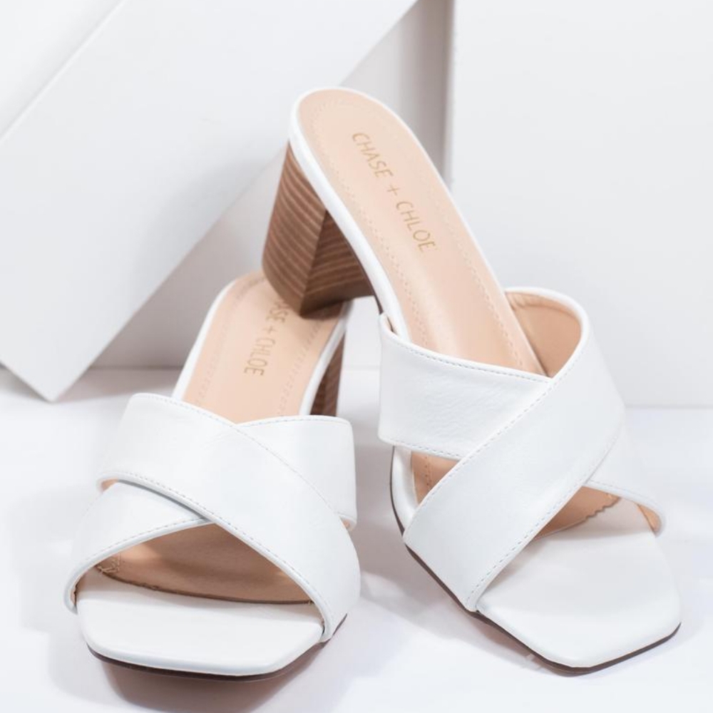 NEW Chase + Chloe Leatherette Slip On Sandals